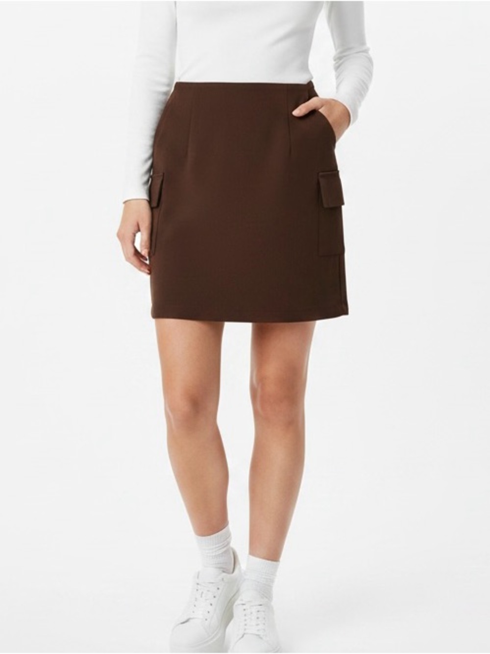 Self Esteem Short Brown Cargo Skirt